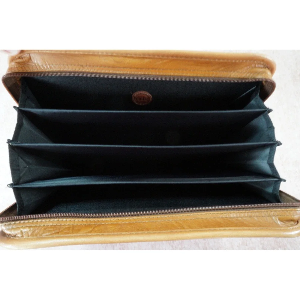 Avenues America Leather Portfolio Organizer Brown Zip Around Business Case